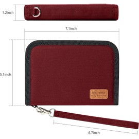 MOIRENTO Travel Document Holder, Passport Holder for 2 Passports, Small Passport Bag, Double, Dual, A5, Folder, Money Purse, RFID Blocking, Holiday, Multiple Waterproof Organisers, Red Compact UK RED