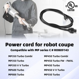 Power Cable for Robot Coupe Ulreon 89143 150'' Power Cord Extension Black Power Supply Cord Replacement for MP Series MP350 MP450 MP550 MP600 MP800 Turbo Immersion Blenders