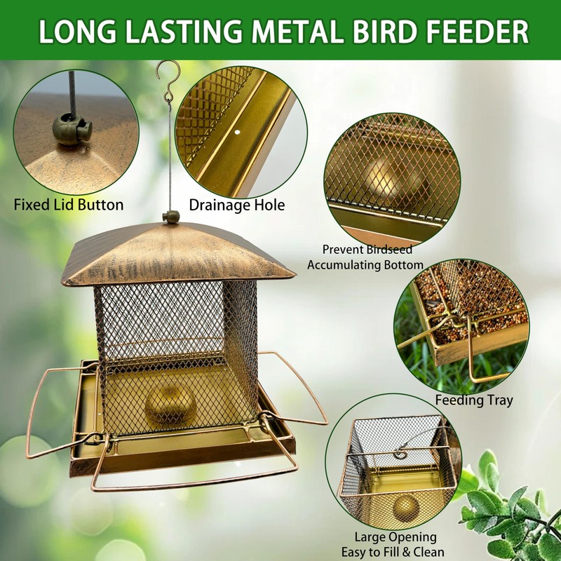 Bird Feeder for Outside, Hanging Bird Feeder,Heavy Duty Metal Squirrel