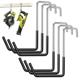XTUDOU® 6 StüCk Schwerlasthaken, GroßE Garage-Haken zum EinhäNgen, Kein Bohren Erforderlich Garage Storage Haken für Leitern Pflanzen, FahrräDer, GartengeräTe（Schwarz）