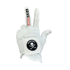 SHANKITGOLF You Suck Funny Golf Glove - Pro Made Cabretta Leather Compression-Fit Glove for Men and Women, Breathable, Lasting Stable Grip, Super Soft, Golf Gift