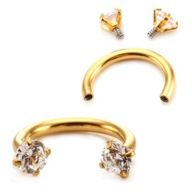 Jovivi 2pc 16G Stainless Steel Cubic Zirconia Horseshoe Multi-functional Lip/Nose/Nipple/Eyebrow Captive Hoop Ring Barbell Tragus Cartilage Stud Earrings