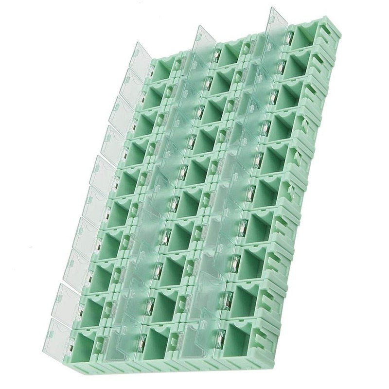 50pcs/Set Green SMT SMD Container Box, Electronic Components Parts Storage