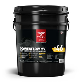 TRIAX Powerflow MV 46 Premium HLP Hydraulic Oil, 6000 Hour Extended Life, Double Anti-Wear, True All Season, -40 F Pour Point (5 Gallon Pail)