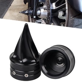 SHMTOOL Front Twisted Axle Caps Spike Axle Nut Covers for Harley Touring Softail Sportster Dyna Street Glide Road King Road Glide Electra Glide Iron 883 Sportster 1200 2008-2023, Black