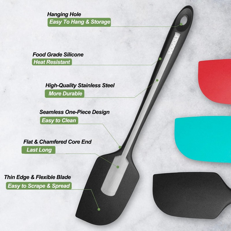 3 Pack Large Silicone Spatula for Kitchen,600°F Heat resistant Rubber