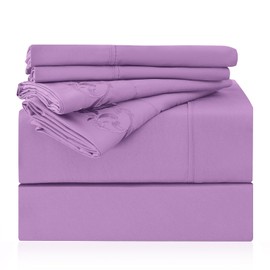 LONAVA Twin Size Sheet Set - 4 Piece Hotel Luxury Wrinkle-Free Microfiber Sheet, Oeko-TEX Certified, Breathable & Elastic, 16" Deep Pockets, Violet Purple
