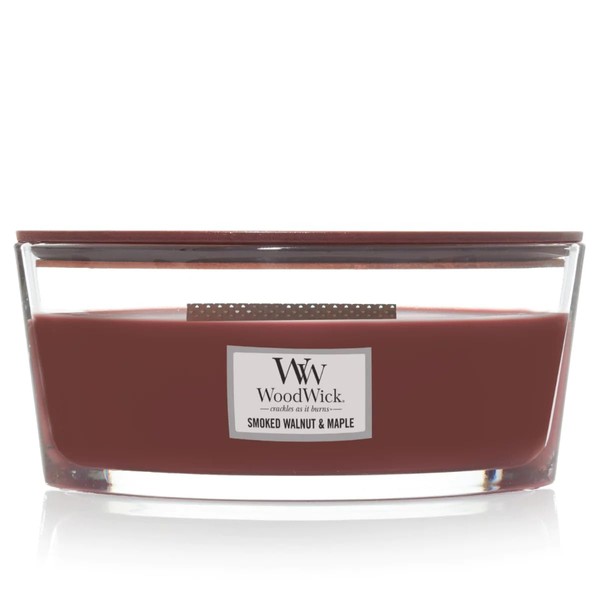 WoodWick Ellipse Scented Candle, Smoked Walnut & Maple, 16oz | Up to 50 Hours Burn Time