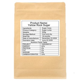 Medium-Sized Yellow Rock Sugar 14.1oz/400g (Each one about 2cm) Premium Rock Sugar for Baking and Drinks Sugarcane rock sugar for tea