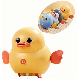Blingbrione Crawling Music Duck Toy for Toddles Kids, Animal Yellow Duck Toys for 3 4 5 6 7 8 Girls Boy Early Learning Moving Magnetic Toys for Walkling Toy 36 Months Old Music Development