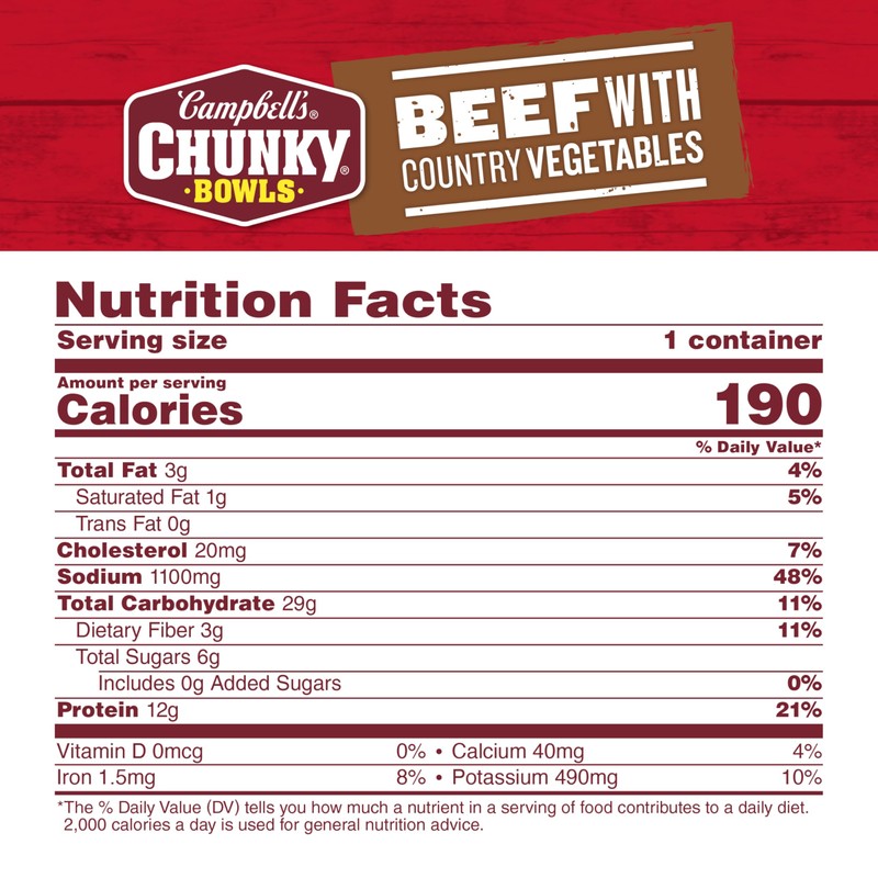 Campbell's Chunky Soup, Beef Soup with Country Vegetables, 15.25 oz