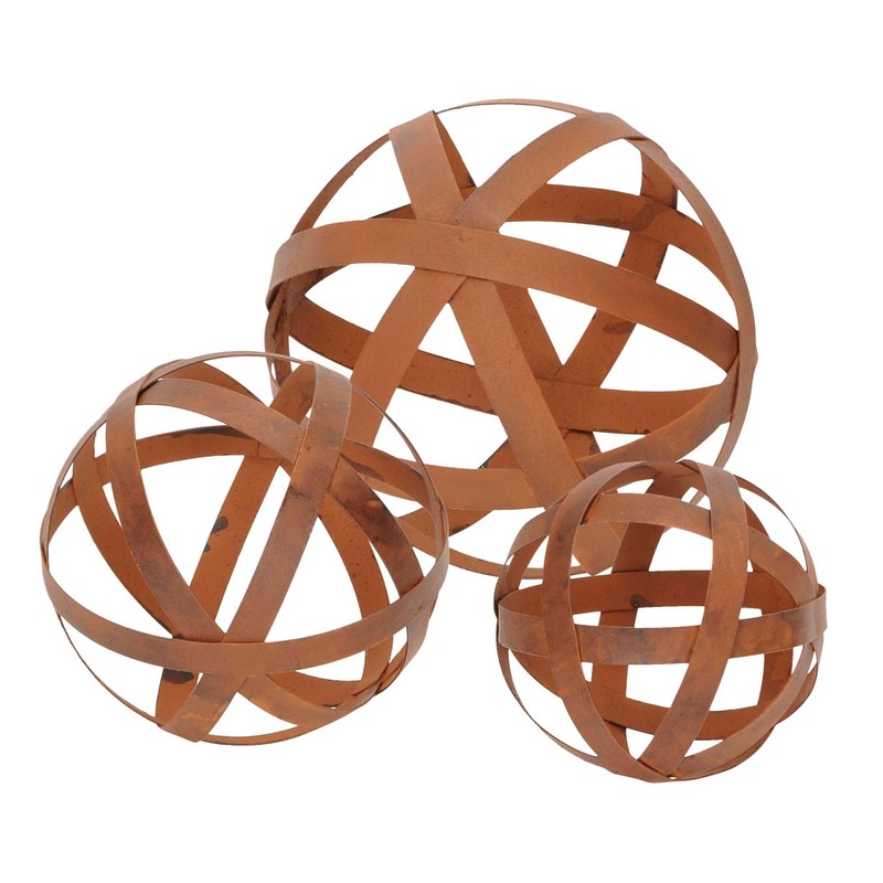 Decorative Rust Ball for Garden Set of 3 in 3