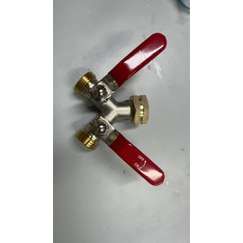 DINGBAI Garden Hose Splitter 2 Way, Y Splitter 2 Valves, Faucet Splitter, long handle 2 Way Heavy Duty Brass Splitter, Outdoor Faucet Splitter, 2 Way Y Valve 3/4" GHT Thread, Extended Handle Switch.