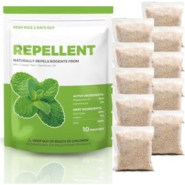 Natural Mice and Rat Repellent, Peppermint Oil Formula, Indoor Rodent Deterrent, Pack of 10 0401