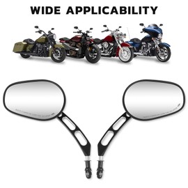 DREAMIZER Black Sportster Mirrors Compatible with Harley Road King Street Electra Glide Dyna Softail Road Glide Motorcycle Rearview 1982-2019 2020 2021 2022, Black-Hollow out shape