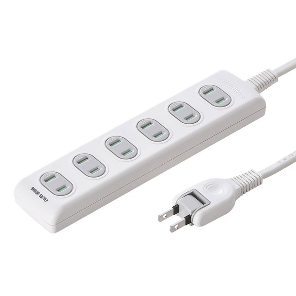 Sanwa Supply TAP-TSH610N Power Strip 6 Pieces, 2P (32.8 ft