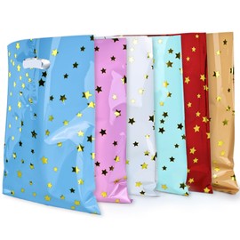 Fidqiog 60 Pcs Reusable Gift Bags, 6.69 X 9.84inch 6 Colors Loot Bags, Durable Plastic Gift Bag for Birthdays, Canadian Holiday Celebrations and Various Kinds of Party Favor Bags (white;pink;red;orange;green;blue)