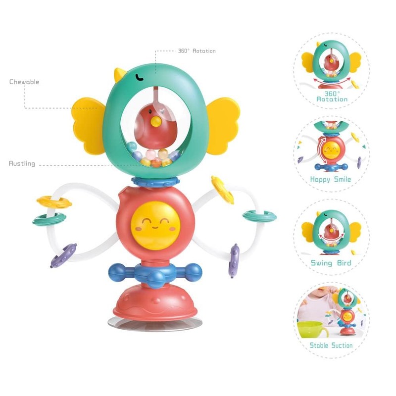 iFunLong Baby Toys High Chair Spinner Toys Suction Rattle Toys,