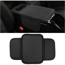 Cuero Cojín para Consola Central De Coche, Impermeable y Resistente al Desgaste, Funda de Cuero Antideslizante para Consola Central con 2 bolsillos de almacenamiento, 11.6 x 8.3 pulgadas (Negro)