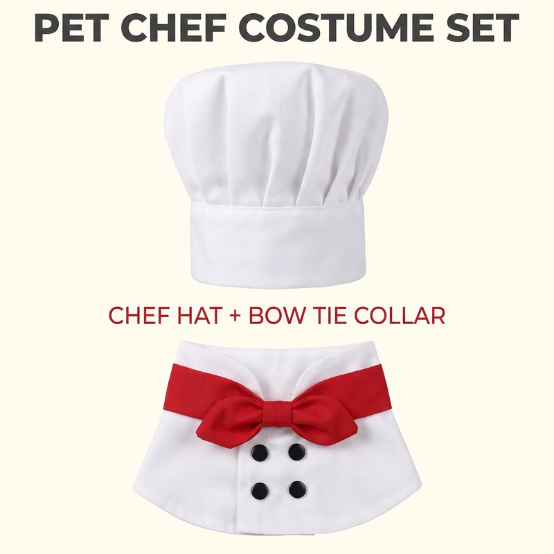 1 Set White Small Dogs Hat Photography Prop Funny Chef