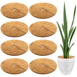 Sinimaka 8 Pcs Coconut Fiber Tree Ring Mulch Mat, 13.8 Inch Mulch Ring Plant Protectors Mat, Coco Coir Tree Disc Plant Covers Tree Weed Barrier Ring for Indoor Outdoor Plants