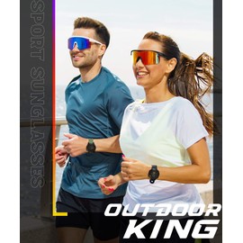 OUTDOORKING Men Sunglasses Sports Sunglasses-for-Men: Sport Sunglasses Polarized with UV400 Protection for Running Baseball
