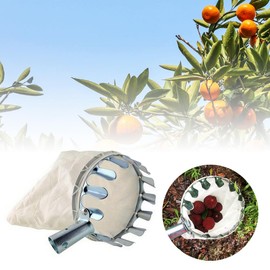 Omninmo Metal Fruit Picker Head Basket Diameter 150mm High Place Cotton Bag High Branch Fruit Picking Ancillary Tool for Harvest Picking Apple Citrus Pear Peach, etc