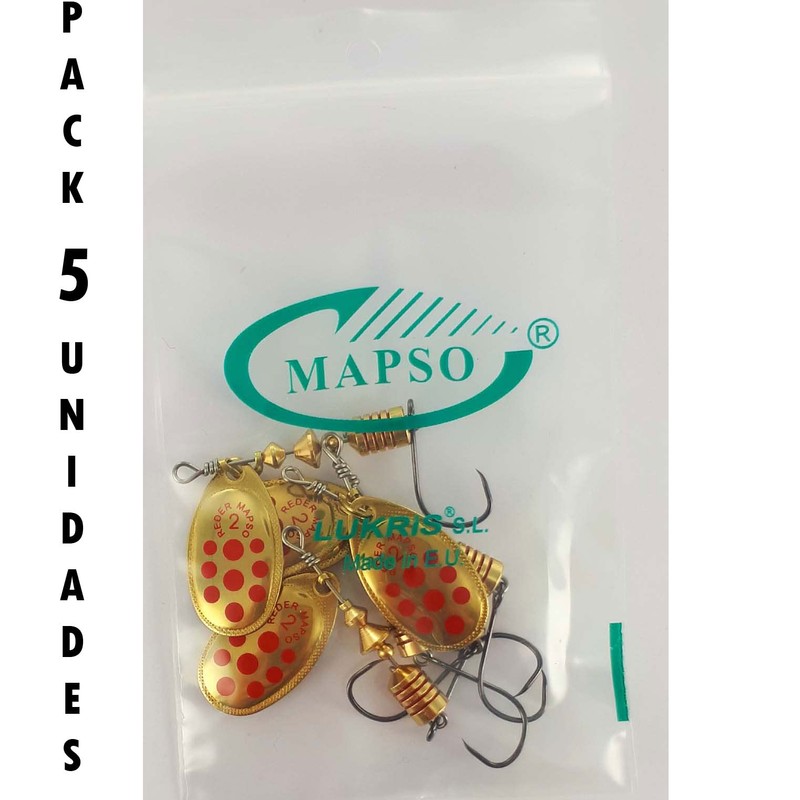 MAPSO - 5 Fishing Spinners REDER-2 OR 4.50 gms. Fish