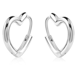14K Gold Plated Heart Shaped Earrings, S925 Silver Plated Women's Minimalist Earrings, Valentine's Day, Silver
