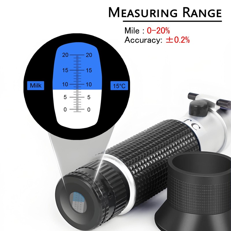 Milk Refractometer 0-20% | Handheld Refractometer Tester for Dairy Farms,