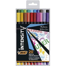 BIC Intensity Fineliner, Felt Tip Pens in 20 Different Colours, with Fine Point, for Bullet Journal & Mandala