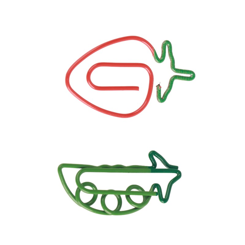 100pcs Metallic Paper Clips Strawberry Pea Shape Antislip Anti Rust