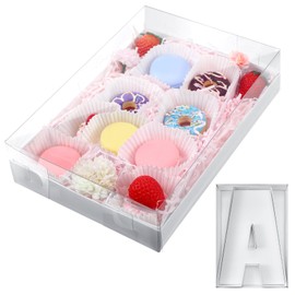 MotiMind 12" Cardboard Letter for Charcuterie Strawberries Sweets Fillable Paper Mache Letter Decorative Box with Clear Lid Cupcake Liners