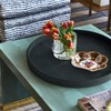 HofferRuffer Large Round Serving Tray 24'', Elegant Faux Leather Circle