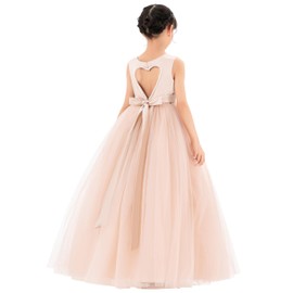 ekidsbridal Satin Heart Cutout Flower Girl Dresses Pearl Beaded Trim Pretty Princess P250 6