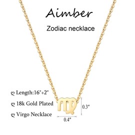 Aimber 18K Gold Plated Astrology Necklace for Women Jewelry,12 Zodiac Pendant Horoscope Constellations Necklace(Sign,Virgo)