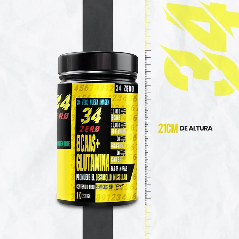 Aminoácidos Bcaas Glutamina 1kg 34 Zero Moras