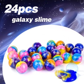 Slime Party Favors,24-Pack Galaxy Slime Balls, Stretchy, Non-Sticky, Mess-Free Slime for Kids, Stress Relief Toys, Party Favors, and Classroom Rewards