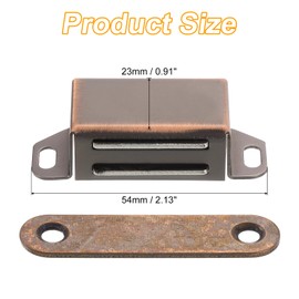 uxcell 2Pcs Cabinet Magnet Latch, 54x23x14mm Adhesive Drawer Latch Magnetic Cabinet Catches Sliding Door Closure for Cabinet Kitchen Closet Doors, Red Bronze