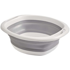 VQIZWELLEE Collapsible basin,Hand wash basins,Cleaning basin,Plastic wash basin,Portable folding wash basin,Suitable for outdoor camping and Travel (Gray and White)