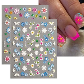 30 Sheets Flower Nail Stickers for Nail Art,Multicolor & Multishape Floral Nail Decals,3D Self Adhesive Stickers for Nails Design,Nail Art Supplies & Decorations for Women Girls