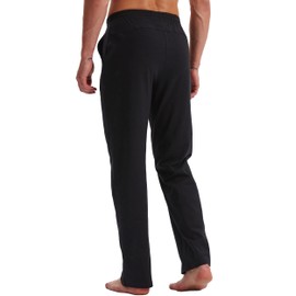 Willit Men's Cotton Yoga Sweatpants Athletic Pants Open Bottom Exercise Lounge Pants Loose Male Sweat Pants with Pockets Black L