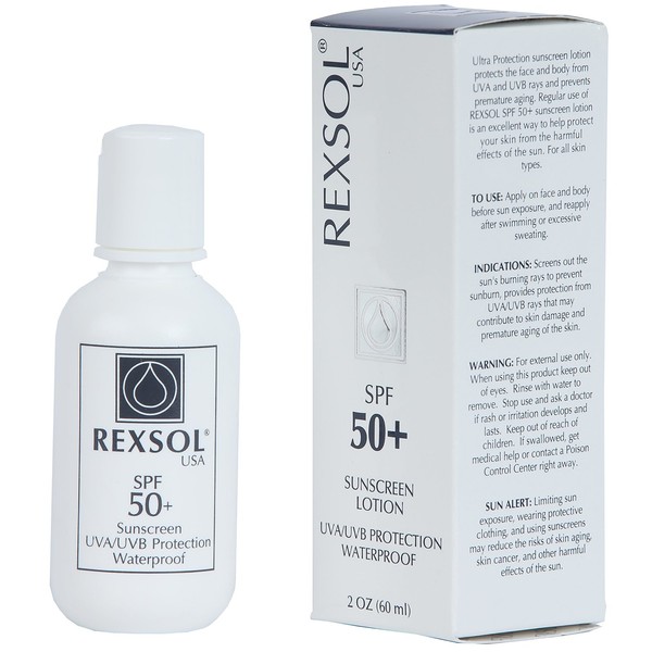 REXSOL SPF 50+ Sunscreen UVA UVB Protection Waterproof | With Vitamin C, Vitamin E & Vitamin A | Maximum reinforced protection against UVA and UVB rays | Prevent fine lines and wrinkles(60 ml/2 fl oz)