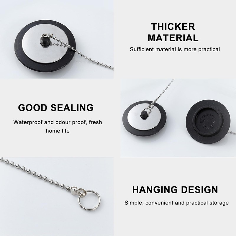 Universal bath plug with Stainless Steel Chain, bath plug replacement,