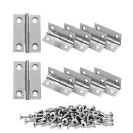 10 PCS 1.75 * 1.25 inches Stainless Steel Mini Small Hinges with Screws, Suitable for DIY Wooden Boxes, Small Cabinets, Jewelry Boxes Flat Hinges, Furniture, Woodworking Craft Project, Silver