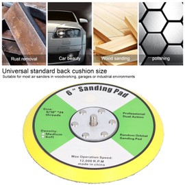 Jadeshay 6" Hook and Loop Backing Plates, Air Sander Polisher PU Backing Pad for Sanding Polishing Buffing