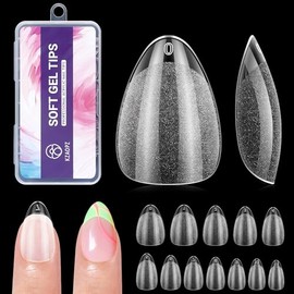 Uñas Postizas Almendradas Extra Cortas: 240 Unidades de Uñas Postizas de Gel Suaves, de Cobertura Total, Acrílicas Transparentes, A Presión, para Exte