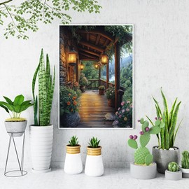 Diamond Art Kits for Adults Beginner- Garden DIY Modern Diamond Painting Kits 5D Diamond Dots Gem Art Crafts with Tools Round Full Drill Funny Crafts for Home Wall Decor&Gift 12x16inch