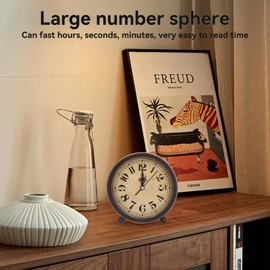 Cyrank Leiser Wecker, Retro-Vintage-Wecker ohne Ticken, batteriebetriebener leiser Tischuhr für Schlafzimmer, Heimbüro