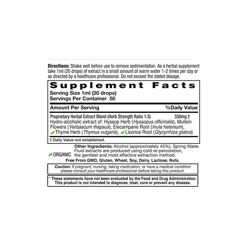 HealthAid Bronchial Formula, 1.7 oz, Herbal Respiratory Support with Hyssop,